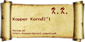 Kopper Kornél névjegykártya