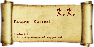 Kopper Kornél névjegykártya
